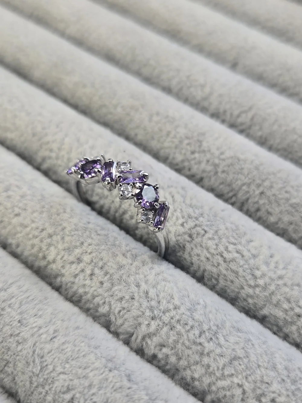 Size 8 925 Sterling Silver Amethyst Bomb Party Ring